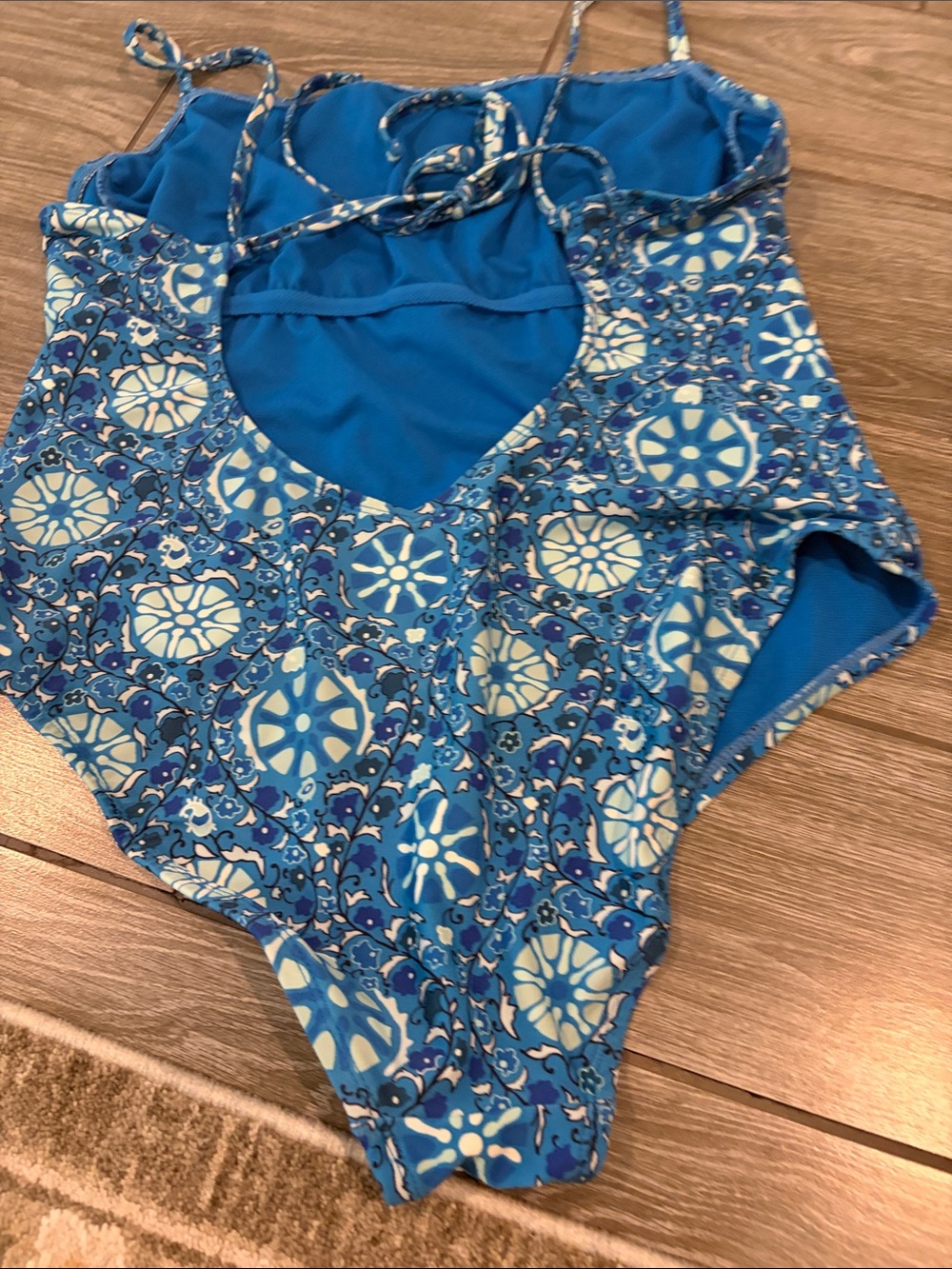 RHODE Blue Geometric-Print One-Piece Swimsuit - Picture 9 of 9